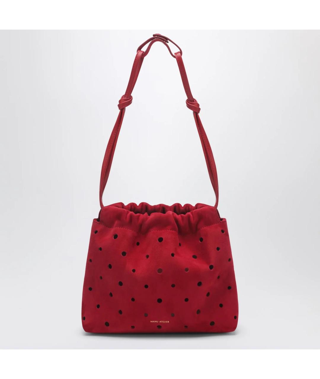MANU ATELIER Красная замшевая сумка через плечо, фото 3
