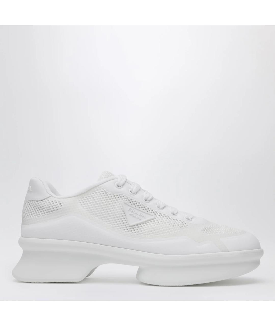 PRADA Белые текстильные кроссовки, фото 3