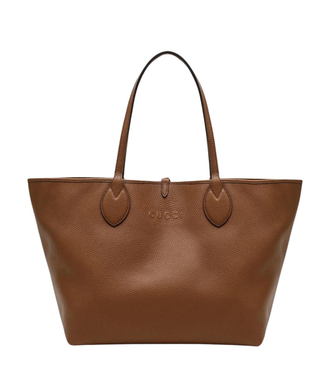 GUCCI Коричневая кожаная сумка тоут, фото 1