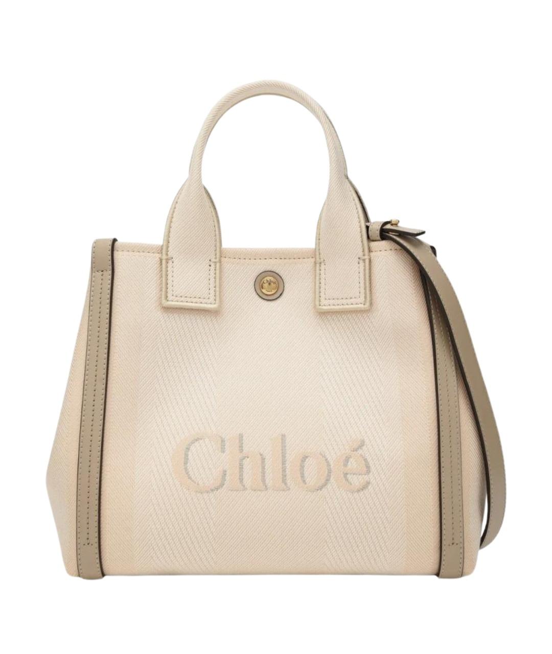CHLOE Бежевая хлопковая сумка с короткими ручками, фото 1