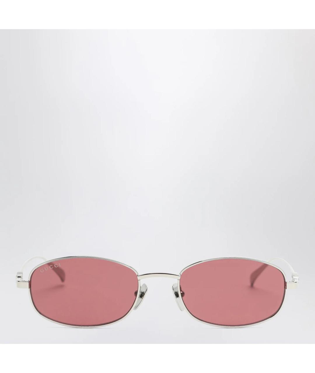 GUCCI Серебряные металлические солнцезащитные очки, фото 3