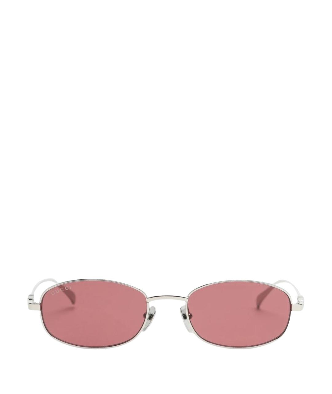 GUCCI Серебряные металлические солнцезащитные очки, фото 1