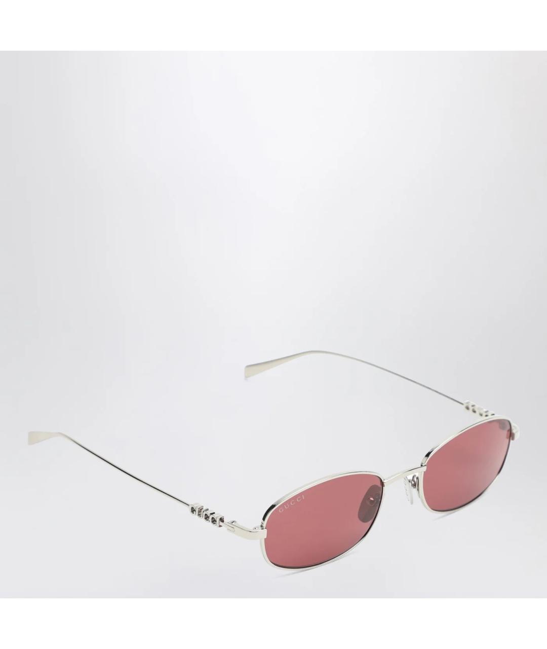 GUCCI Серебряные металлические солнцезащитные очки, фото 2