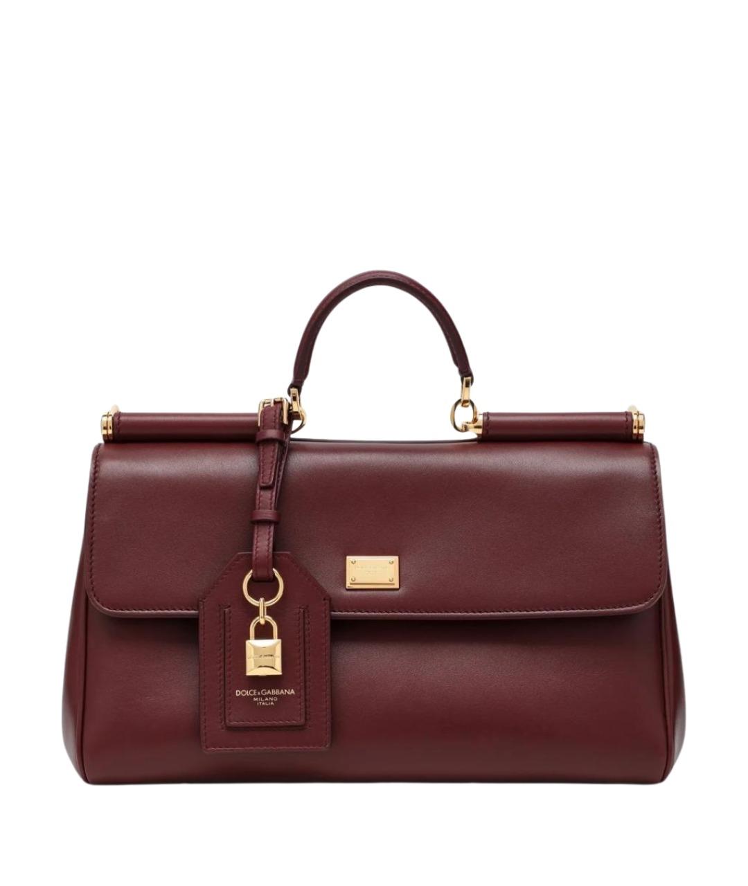 DOLCE&GABBANA Бордовая кожаная сумка тоут, фото 1