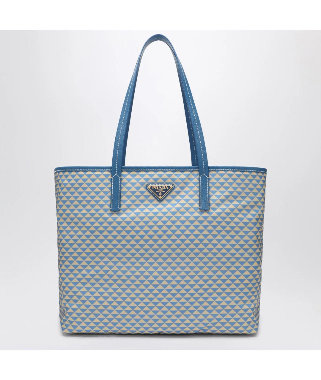 PRADA Голубая тканевая сумка тоут, фото 3