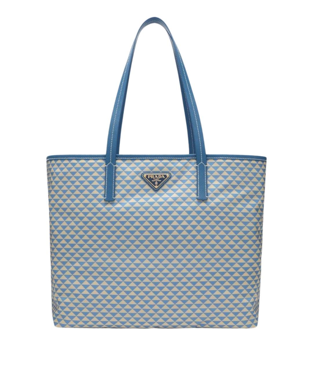 PRADA Голубая тканевая сумка тоут, фото 1