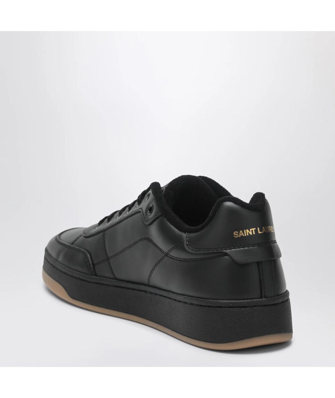 SAINT LAURENT Черные кожаные низкие кроссовки / кеды, фото 2