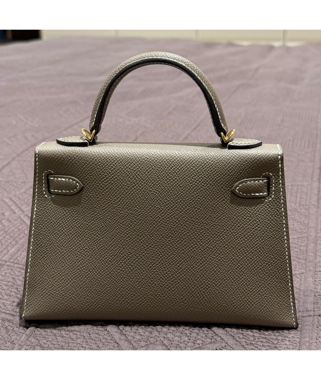 HERMES Бежевая кожаная сумка с короткими ручками, фото 3