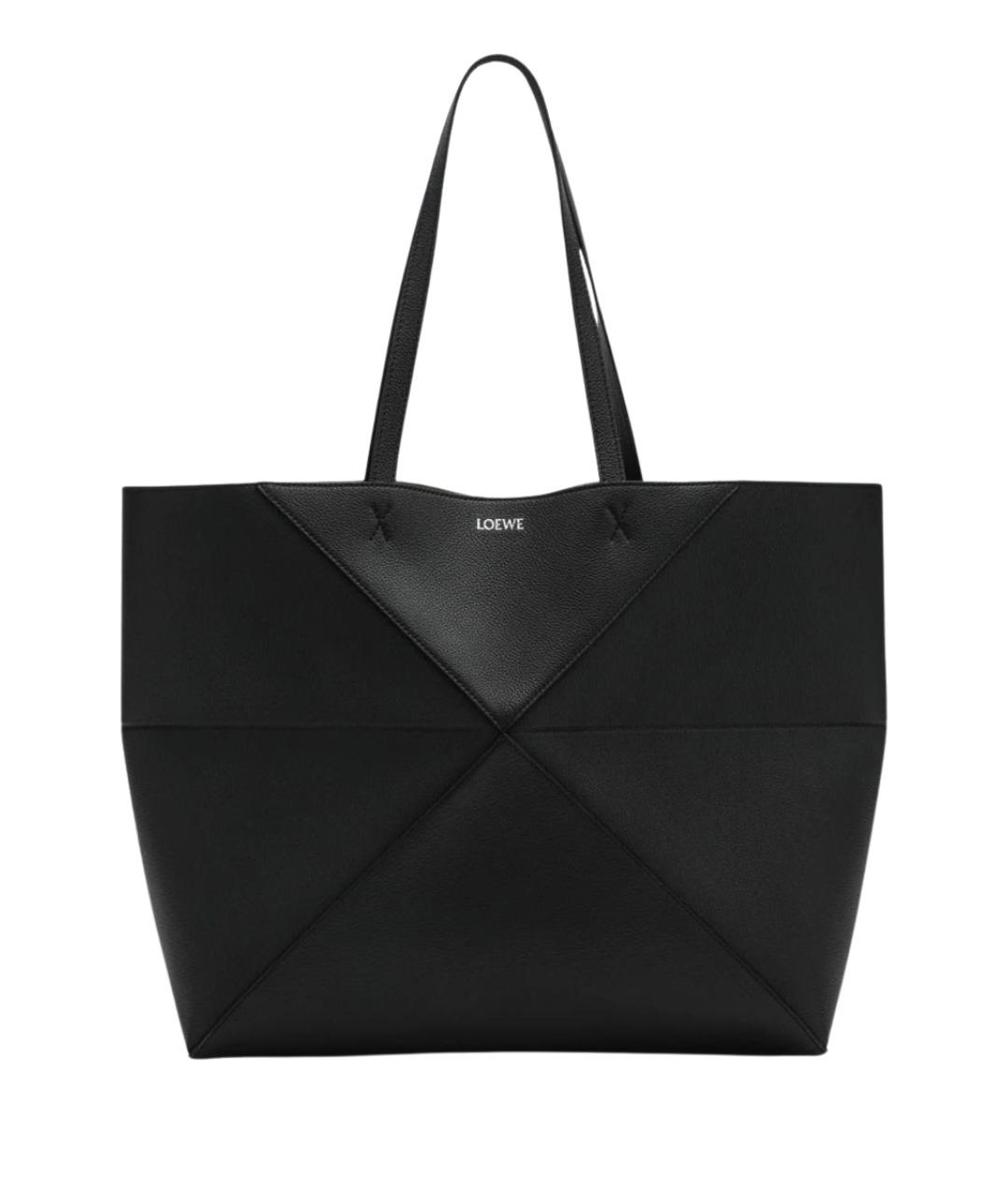 LOEWE Черная кожаная сумка тоут, фото 1