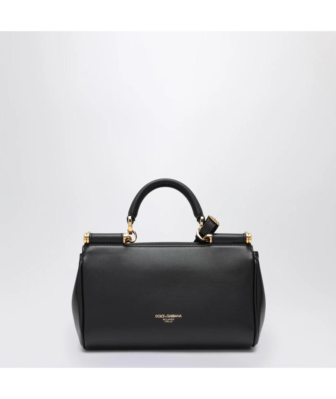 DOLCE&GABBANA Черная кожаная сумка тоут, фото 2