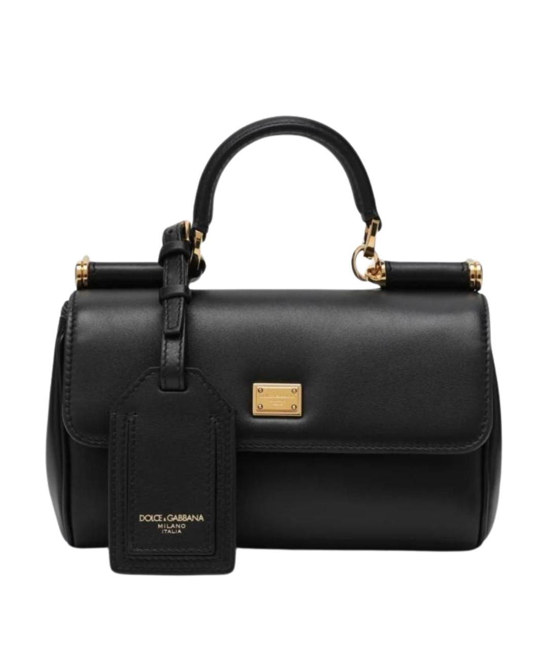 DOLCE&GABBANA Черная кожаная сумка тоут, фото 1