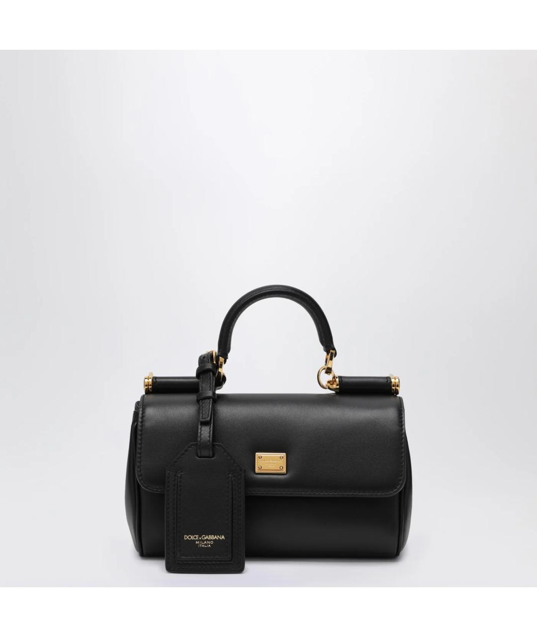 DOLCE&GABBANA Черная кожаная сумка тоут, фото 3