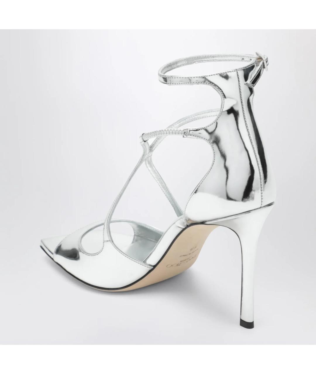 JIMMY CHOO Серебряные кожаные босоножки, фото 2