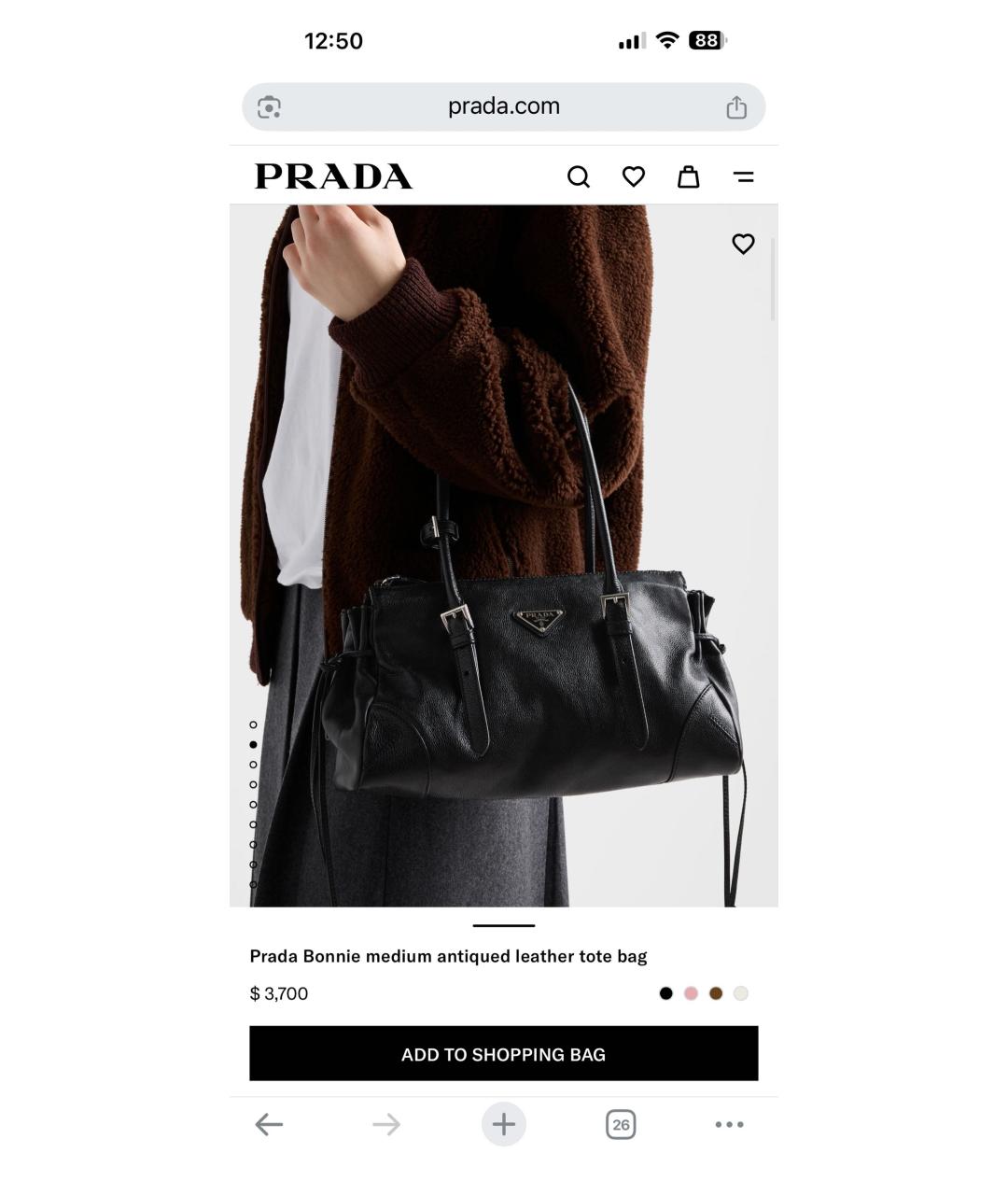 PRADA Черная кожаная сумка через плечо, фото 7