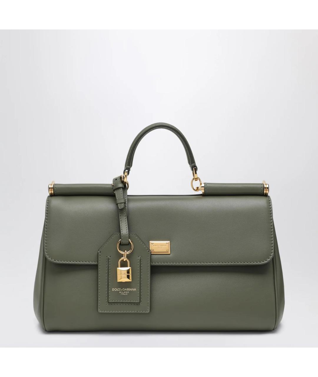 DOLCE&GABBANA Зеленая кожаная сумка тоут, фото 3