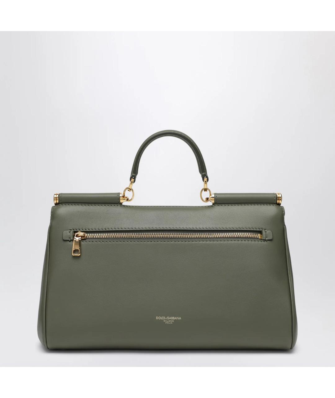 DOLCE&GABBANA Зеленая кожаная сумка тоут, фото 2