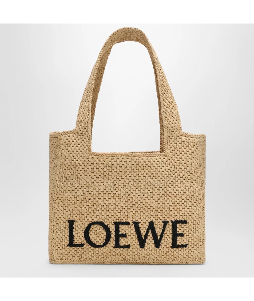 LOEWE Бежевая пелетеная сумка тоут, фото 3