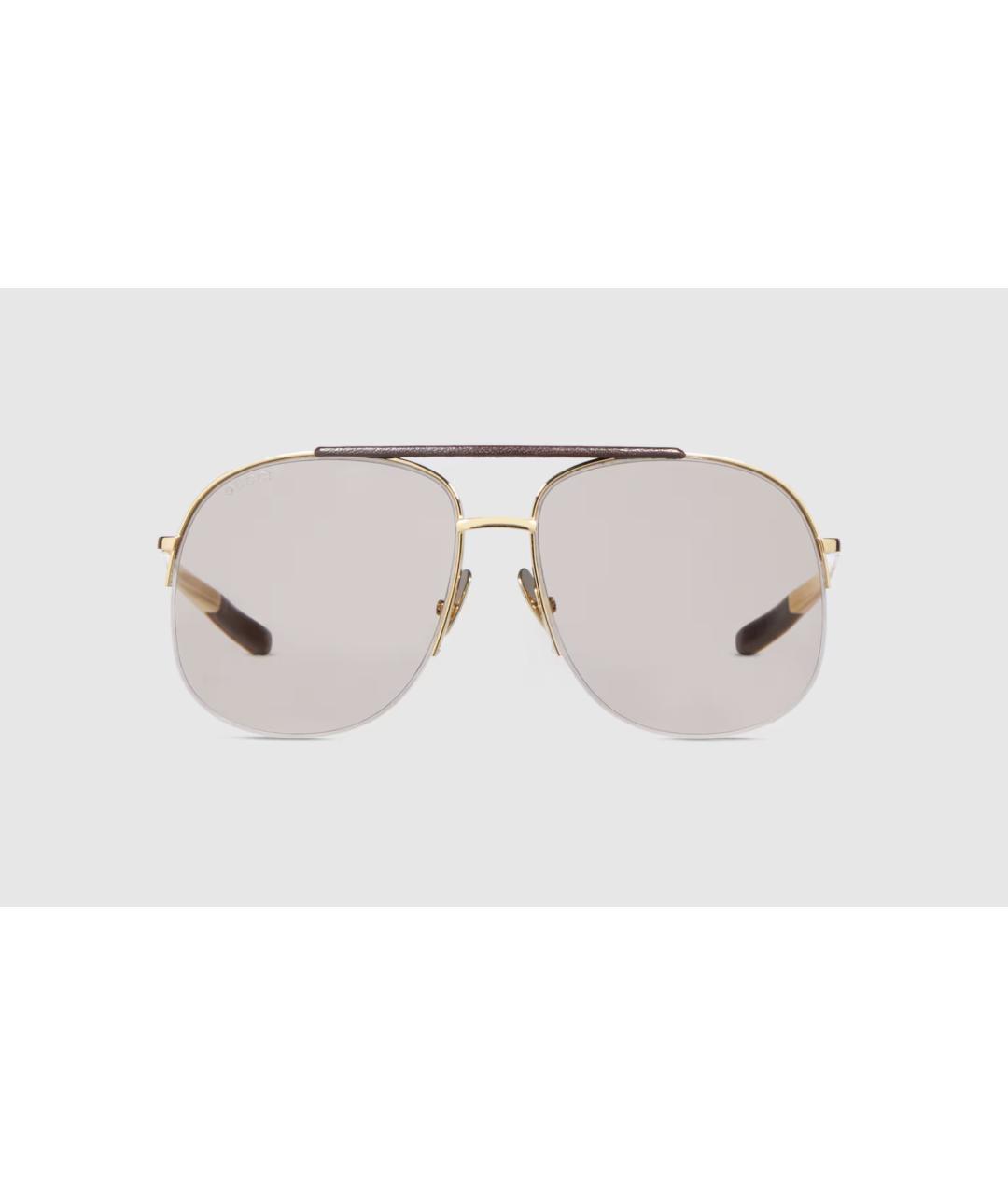 GUCCI Золотые металлические солнцезащитные очки, фото 4