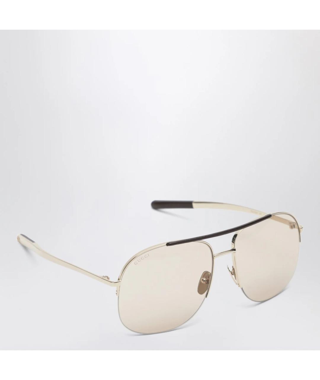 GUCCI Золотые металлические солнцезащитные очки, фото 3