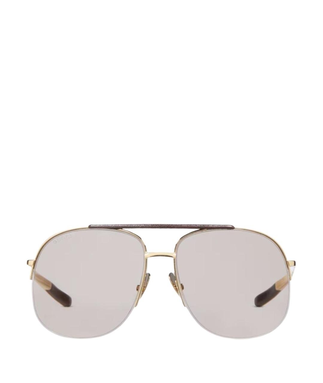 GUCCI Золотые металлические солнцезащитные очки, фото 1