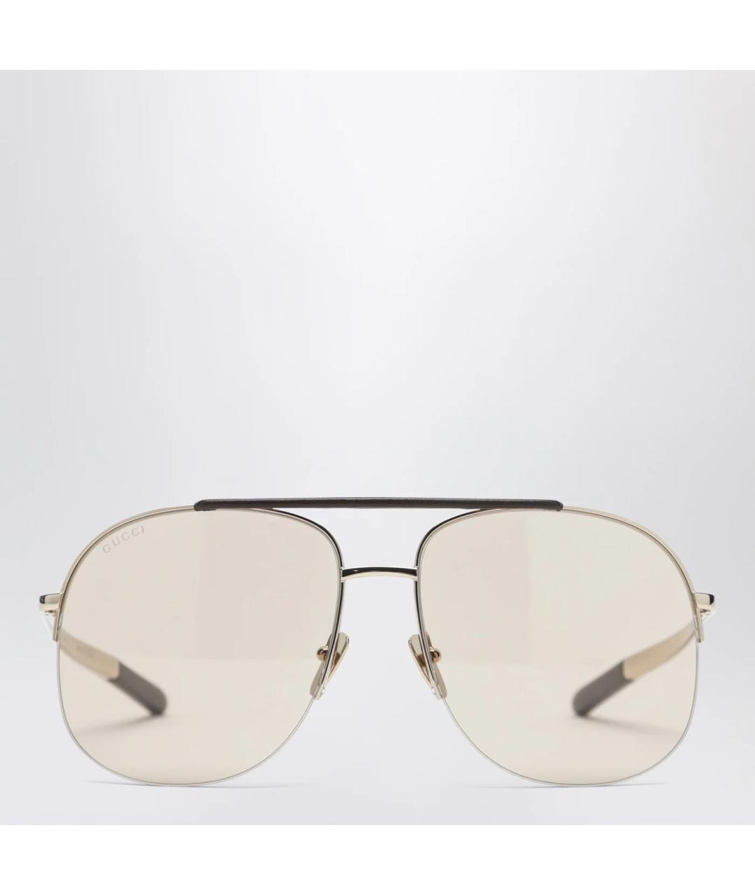 GUCCI Золотые металлические солнцезащитные очки, фото 2
