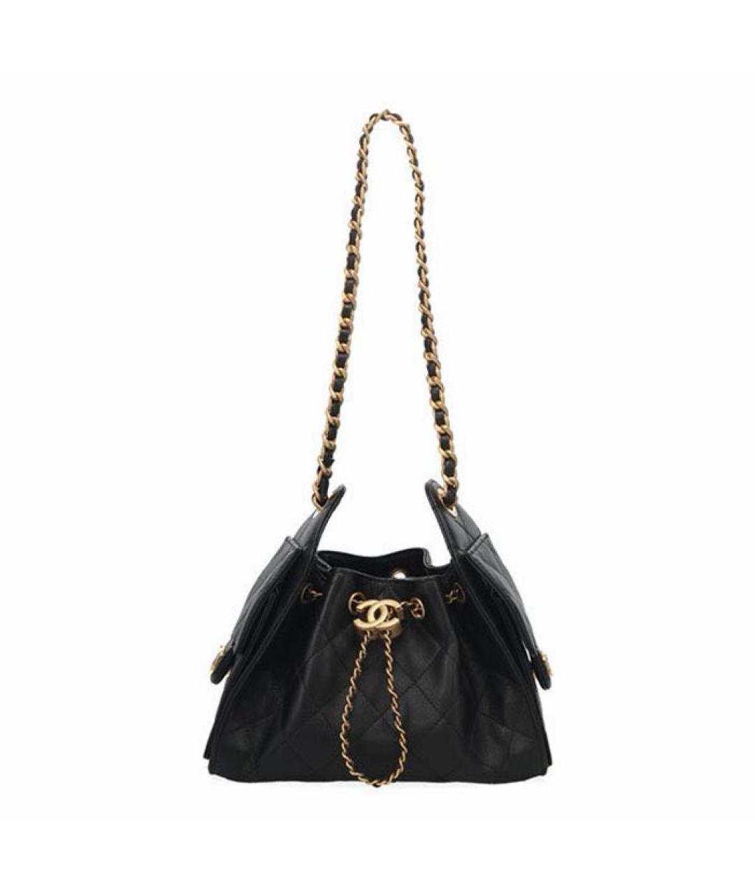 CHANEL Черная кожаная сумка через плечо, фото 4