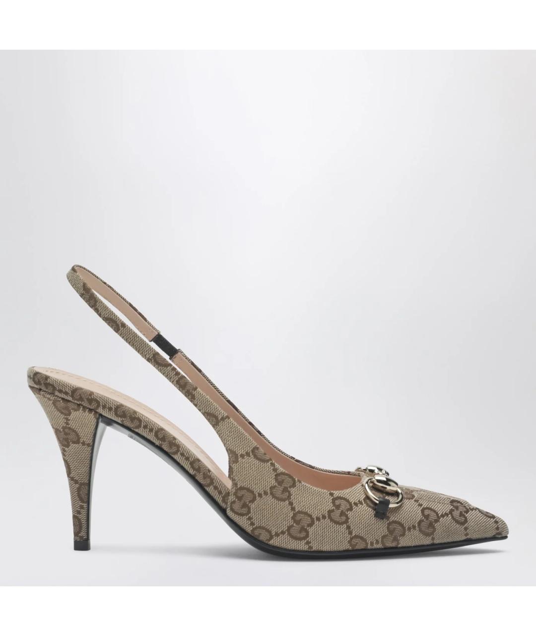 GUCCI Бежевые текстильные туфли, фото 3