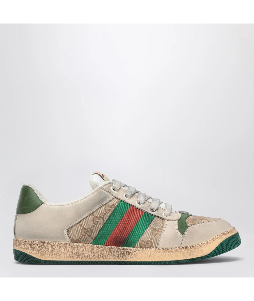 GUCCI Бежевые кожаные низкие кроссовки / кеды, фото 3