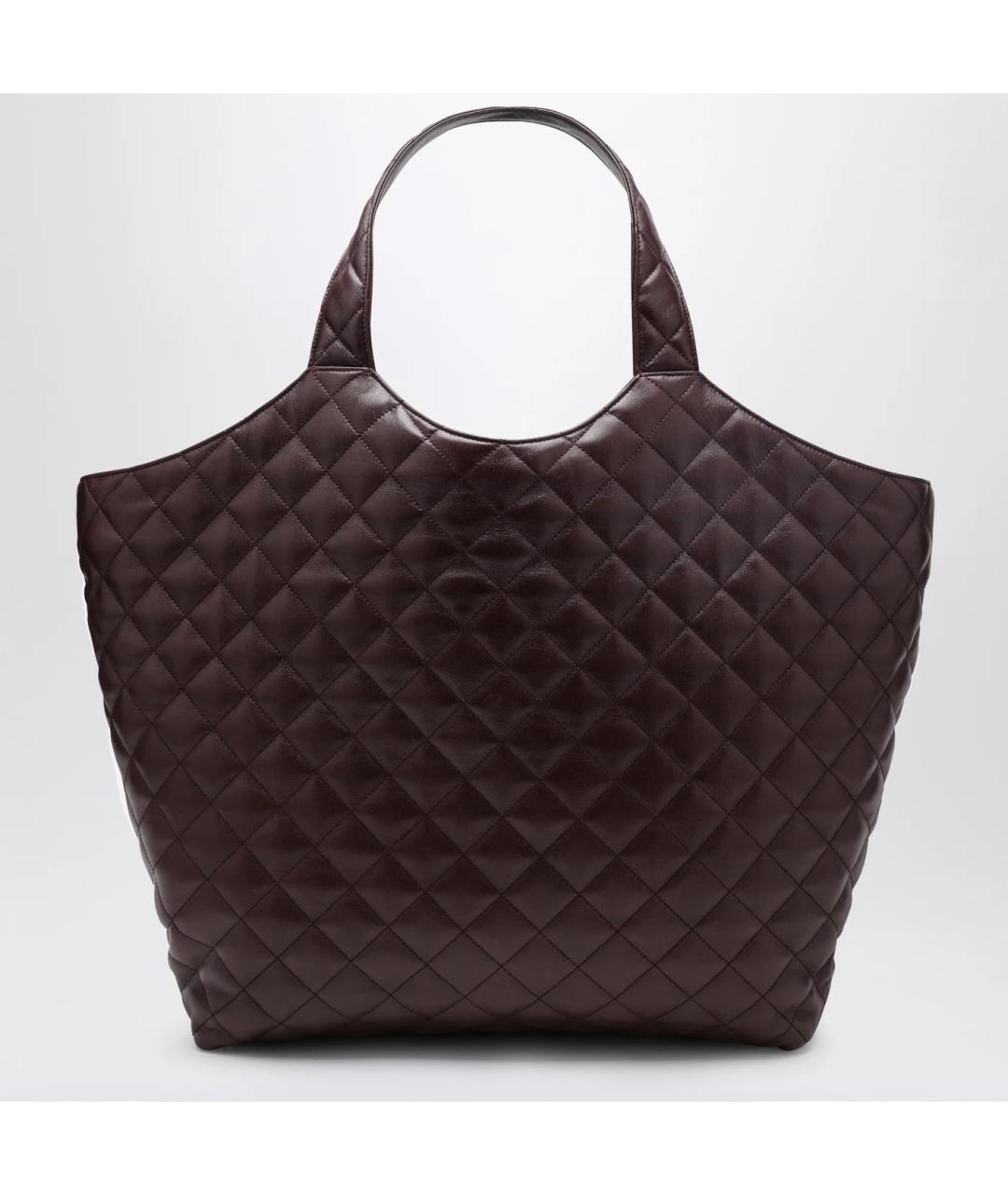 SAINT LAURENT Бордовая кожаная сумка тоут, фото 2