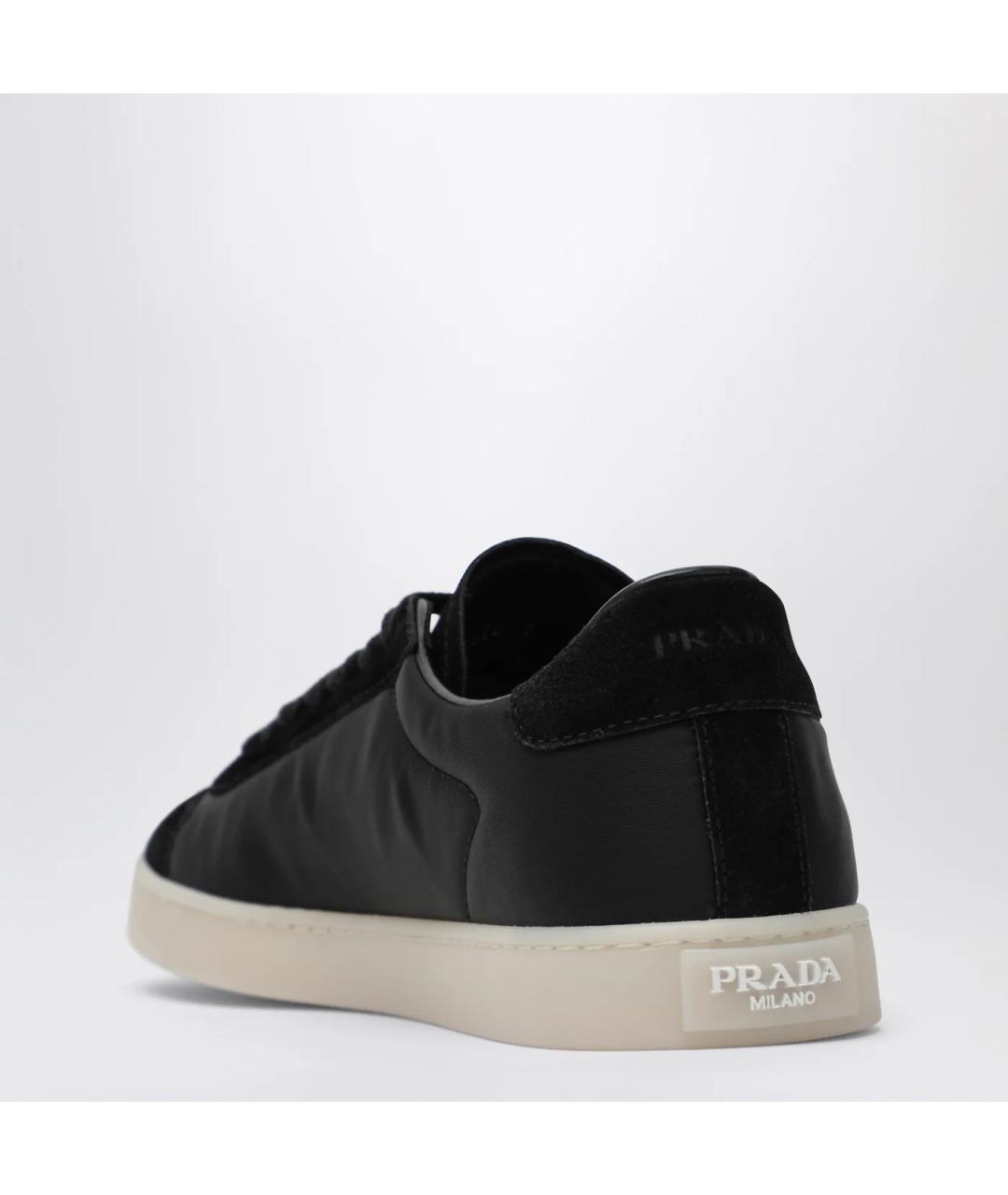 PRADA Черные синтетические низкие кроссовки / кеды, фото 2