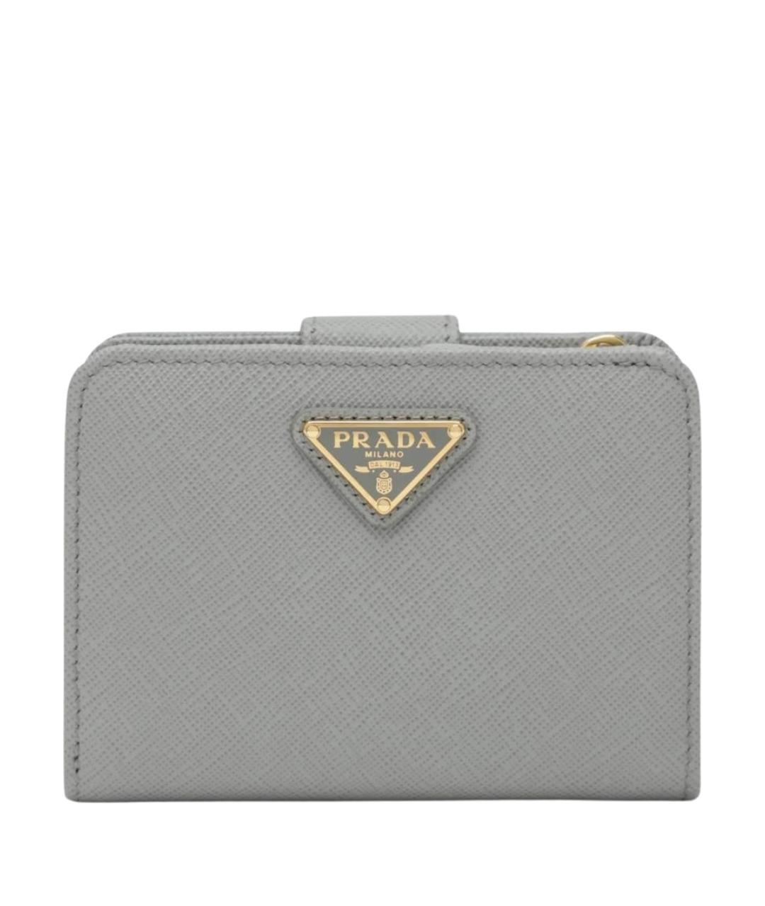PRADA Серый кожаный кошелек, фото 1