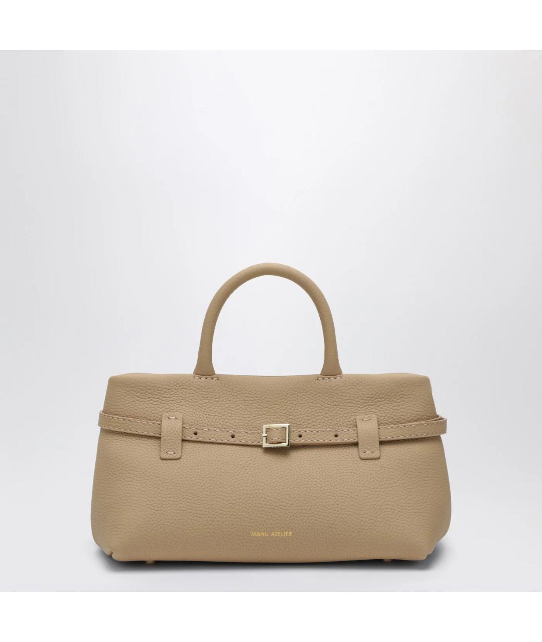 MANU ATELIER Бежевая кожаная сумка тоут, фото 3