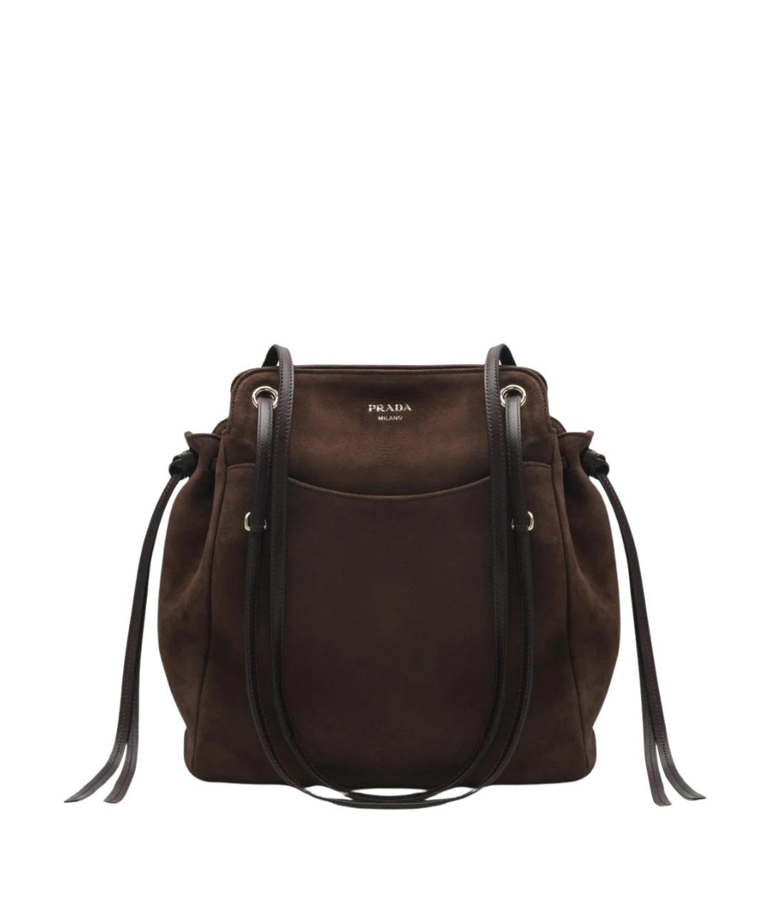 PRADA Коричневая замшевая сумка тоут, фото 1
