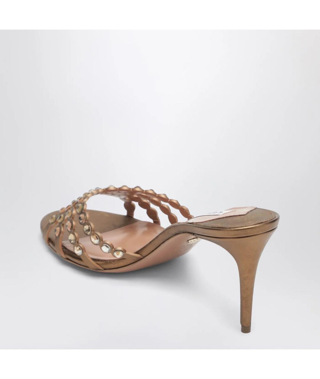 AQUAZZURA Коричневые кожаные мюли, фото 2