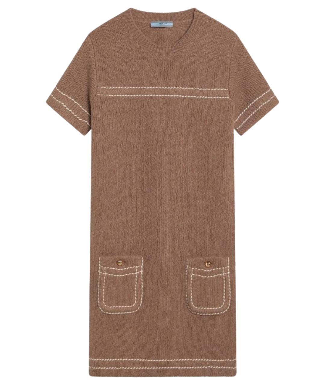 PRADA Коричневое кашемировое повседневное платье, фото 1