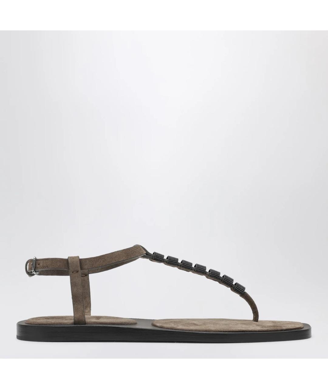 BRUNELLO CUCINELLI Коричневые замшевые сандалии, фото 3