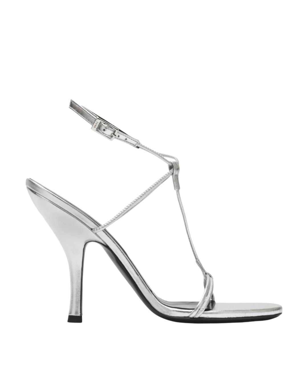 JUDE Серебряные кожаные босоножки, фото 1