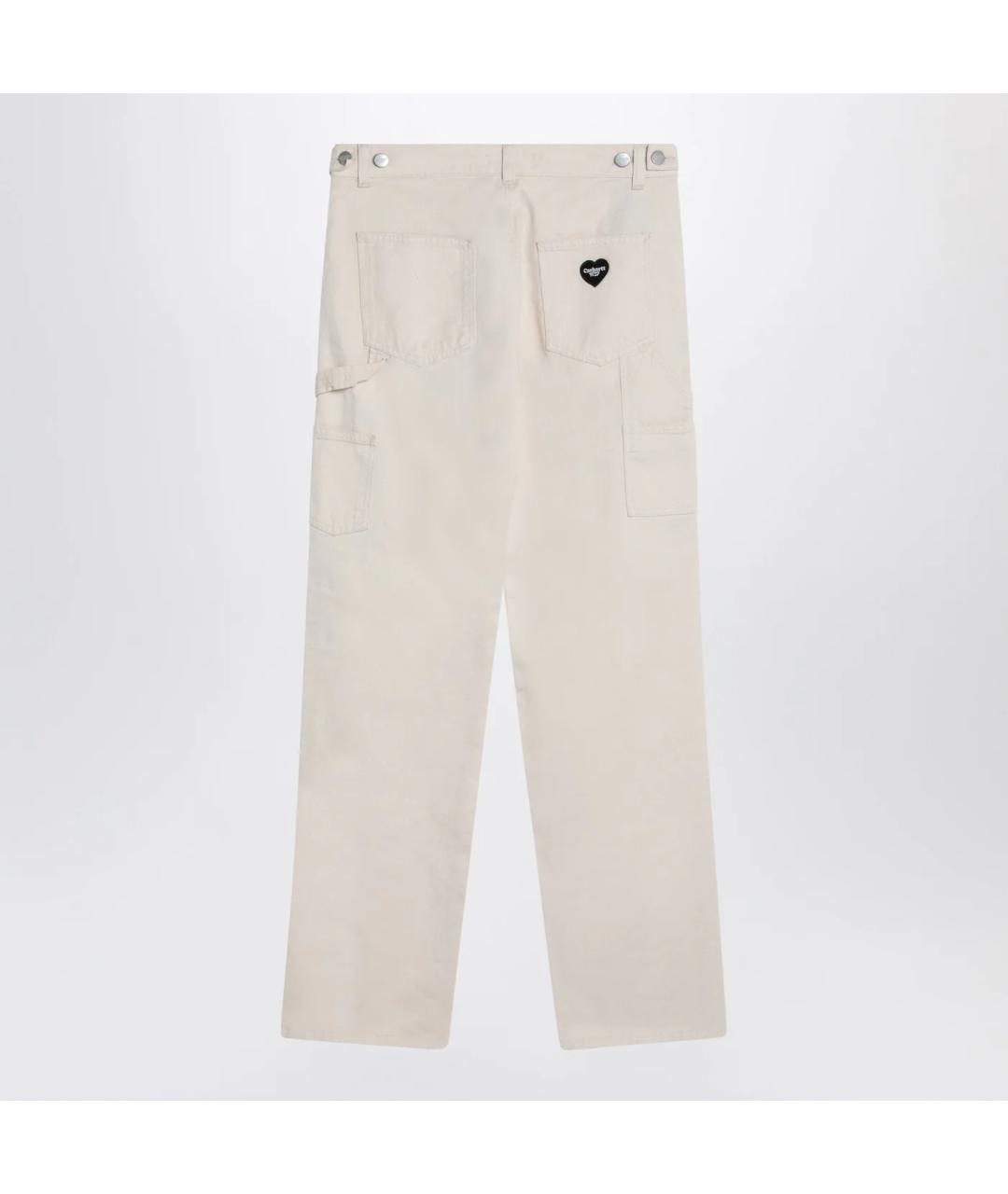 CARHARTT WIP Бежевые хлопковые прямые брюки, фото 2