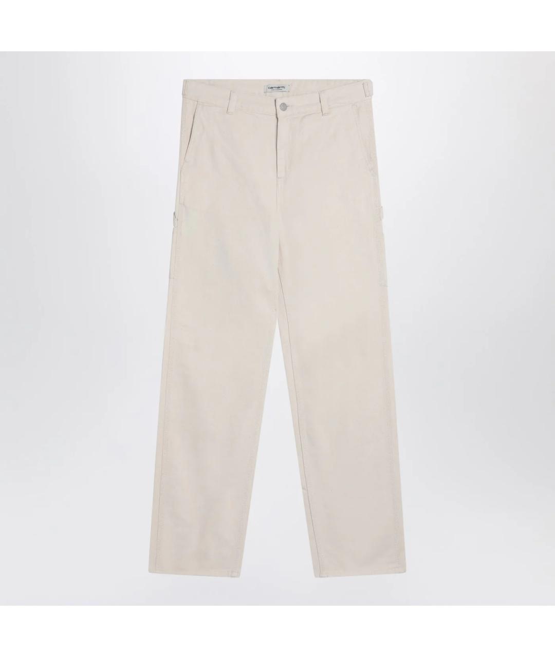 CARHARTT WIP Бежевые хлопковые прямые брюки, фото 3