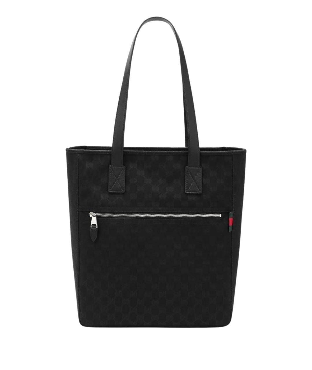 GUCCI Черная тканевая сумка тоут, фото 1