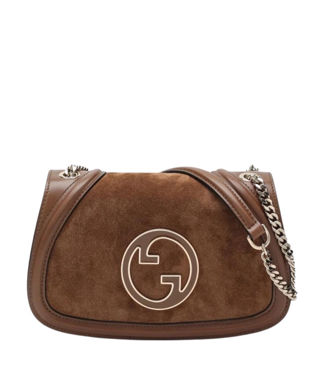 GUCCI Коричневая замшевая сумка через плечо, фото 1