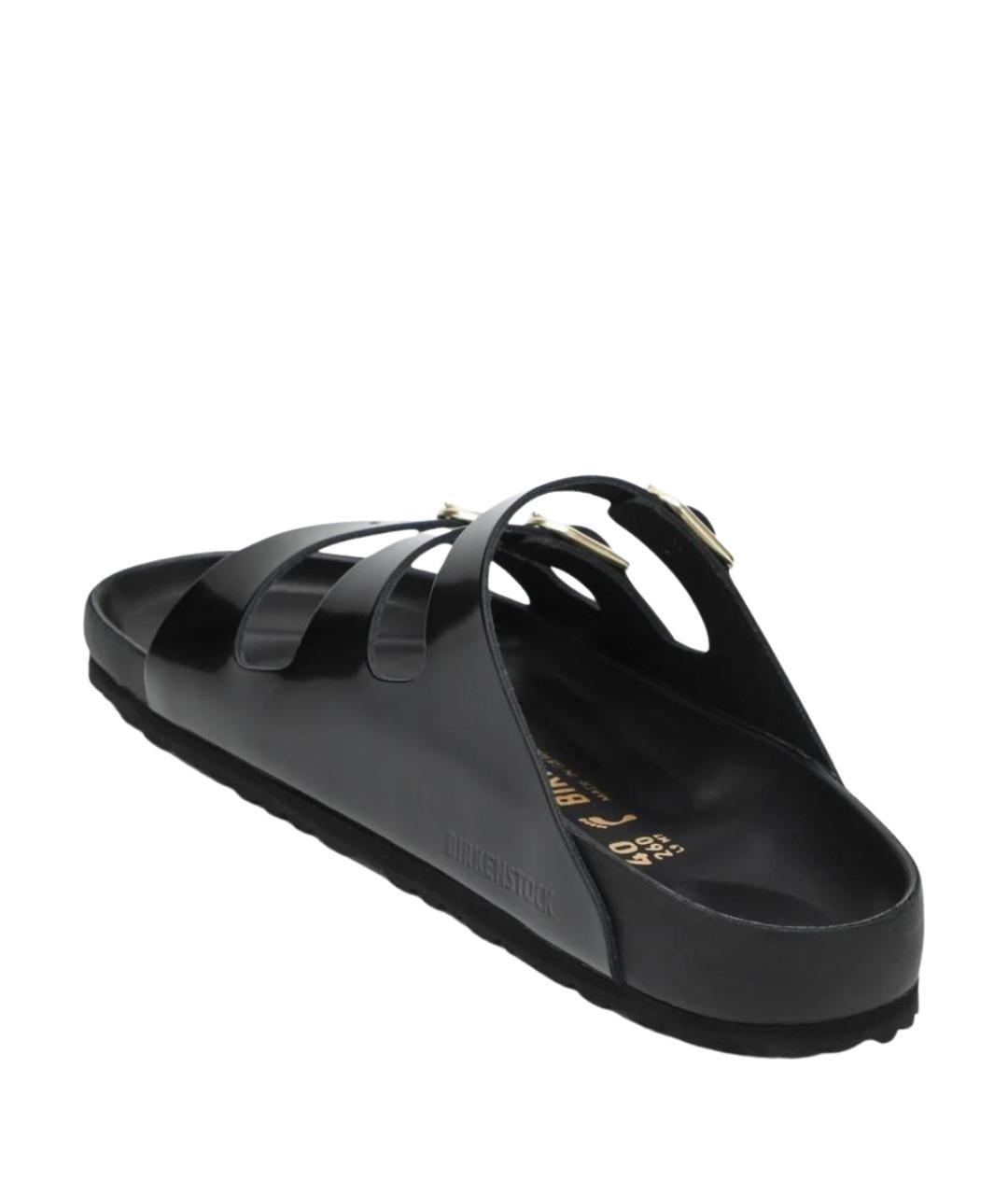 BIRKENSTOCK Черные кожаные шлепанцы, фото 2