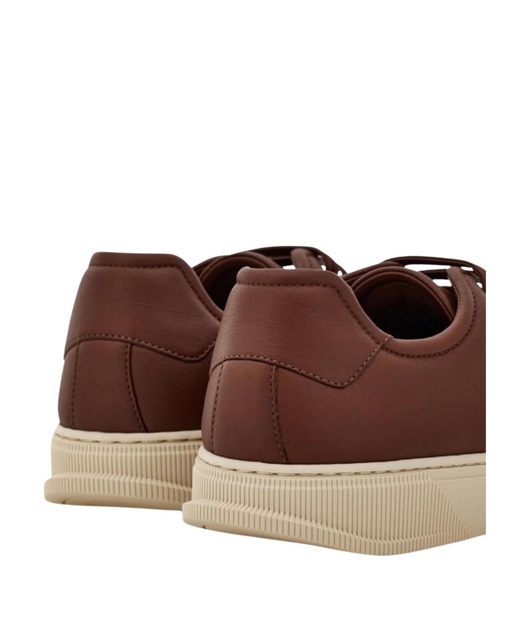 FERRAGAMO Коричневые кожаные низкие кроссовки / кеды, фото 2