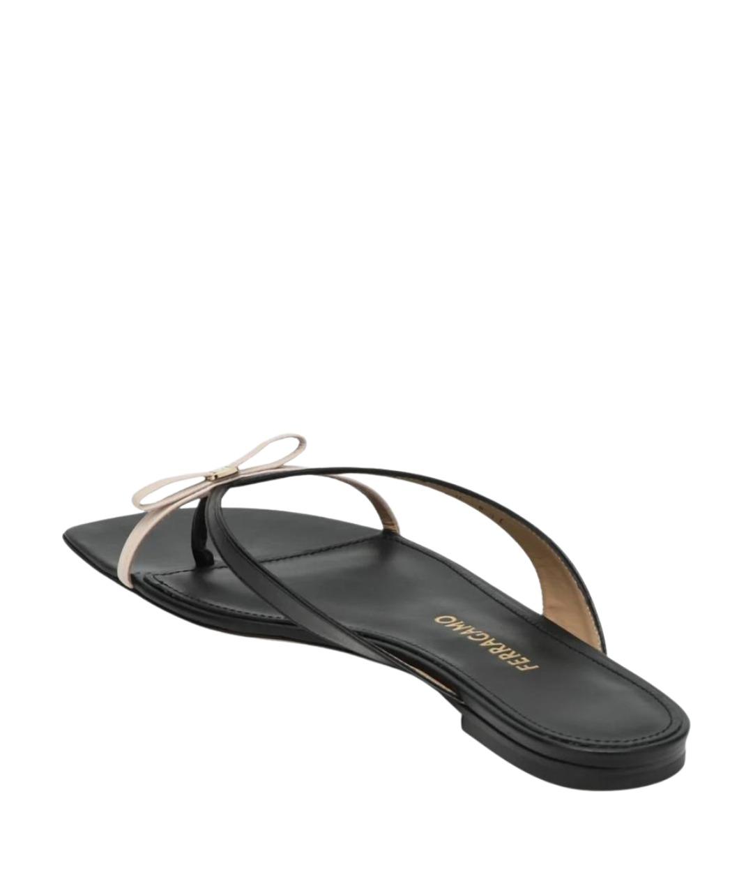 FERRAGAMO Черные кожаные шлепанцы, фото 2