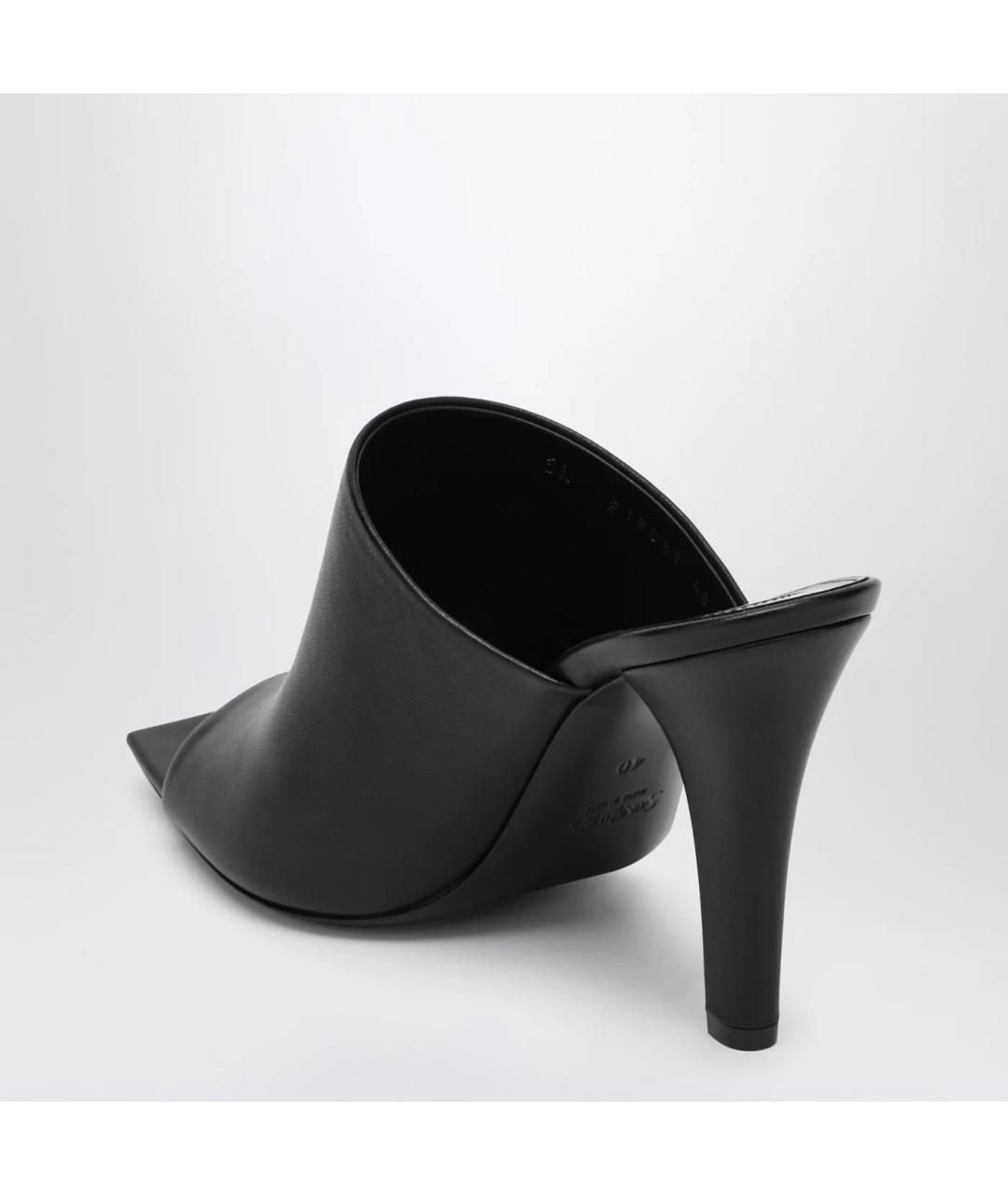 SAINT LAURENT Черные кожаные мюли, фото 2