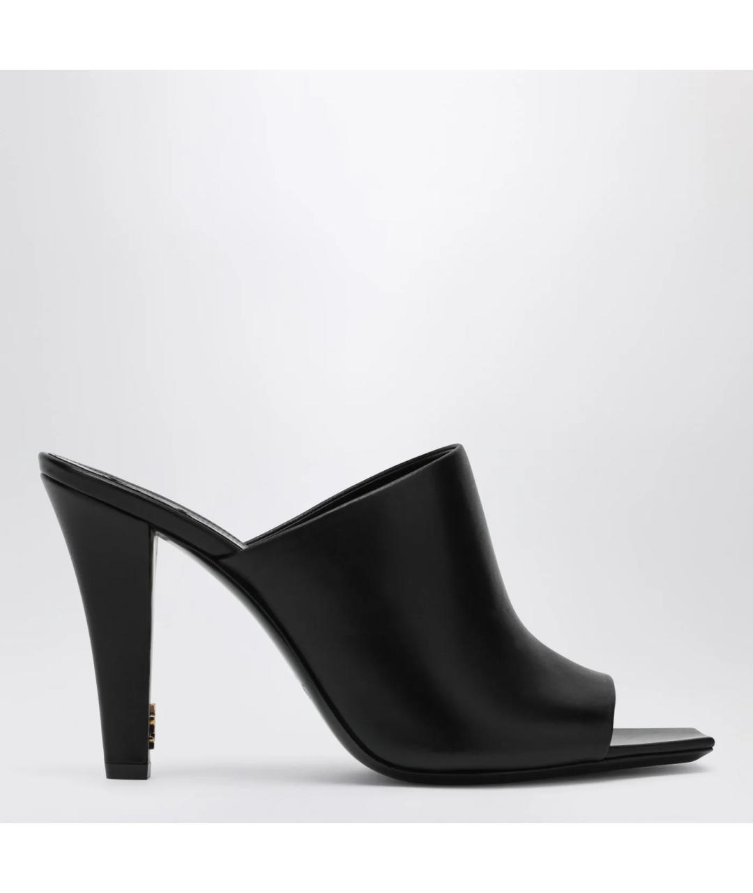 SAINT LAURENT Черные кожаные мюли, фото 3