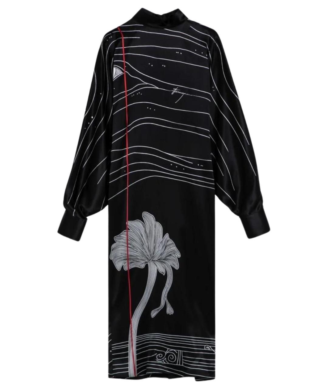 FERRAGAMO Черное шелковое вечернее платье, фото 1