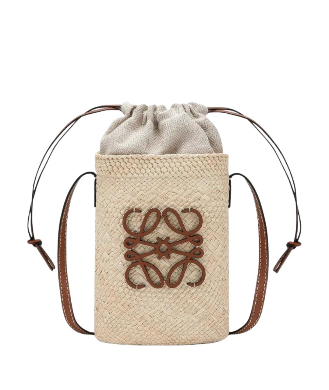 LOEWE Бежевая пелетеная сумка через плечо, фото 1