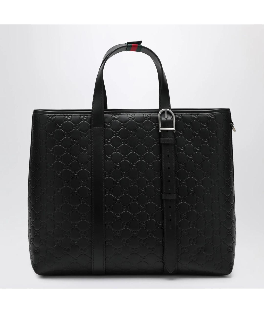 GUCCI Черная кожаная сумка тоут, фото 2