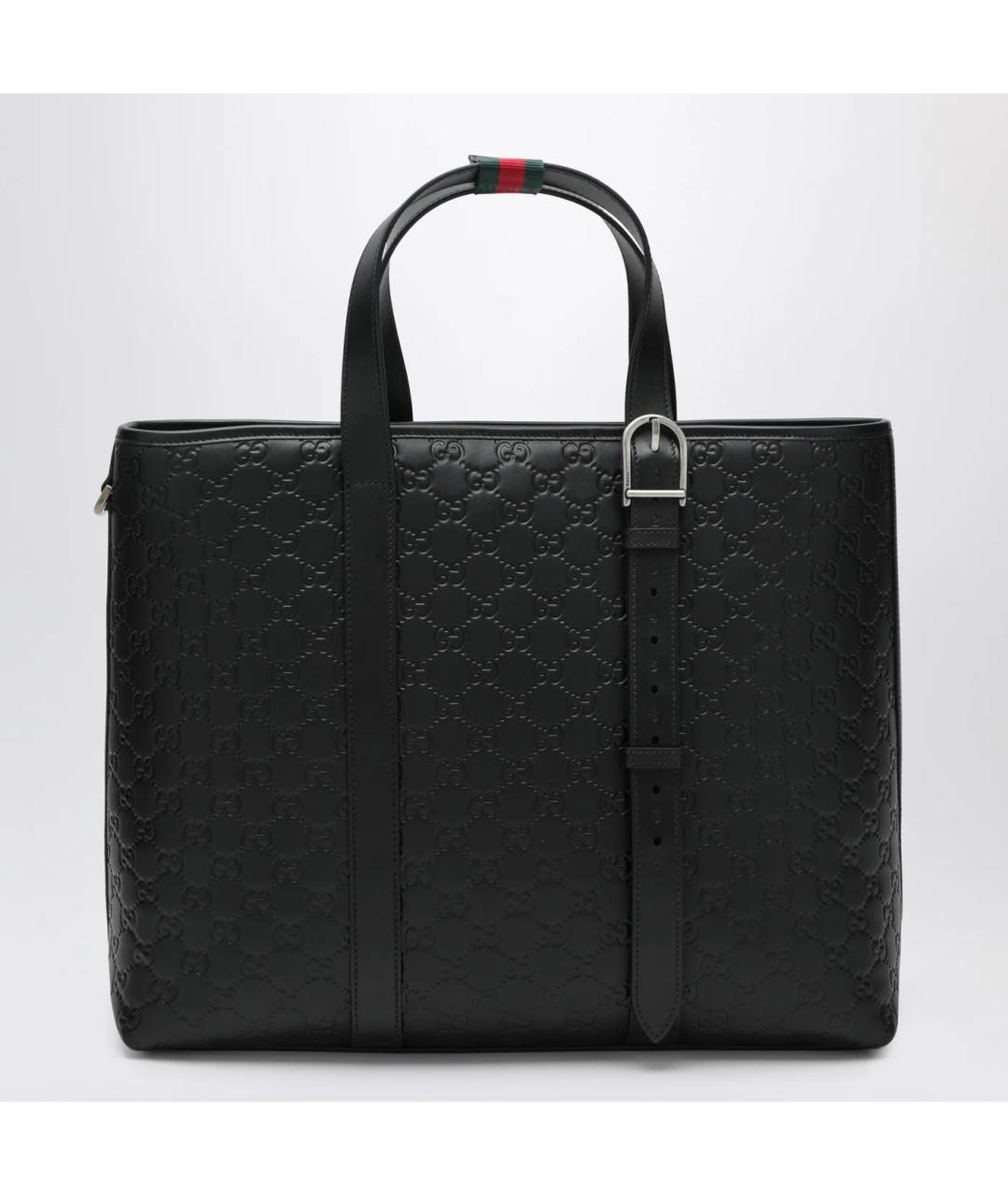 GUCCI Черная кожаная сумка тоут, фото 3